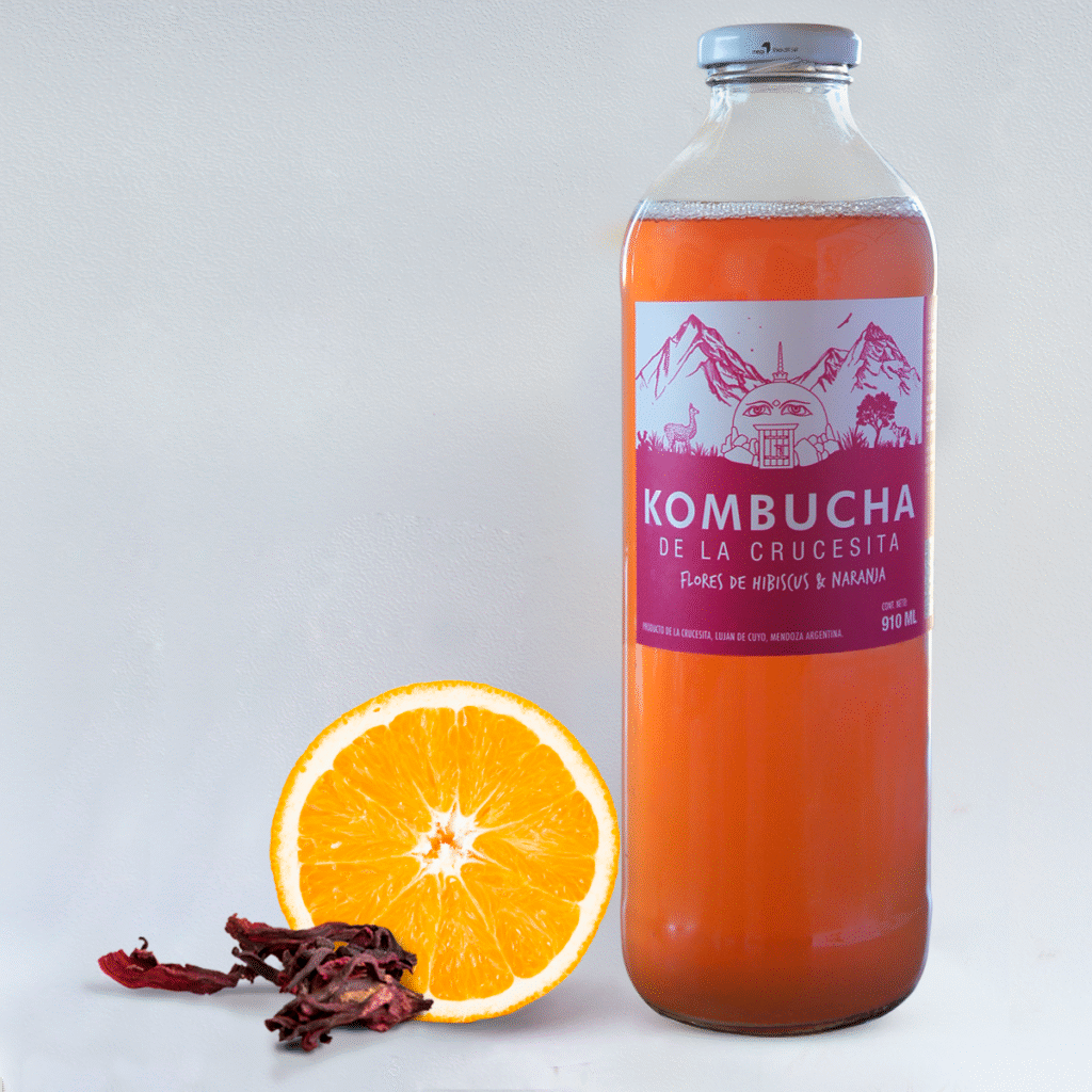 Kombucha elaborada en Mendoza Argentina con agua de la cordillera de Los Andes.